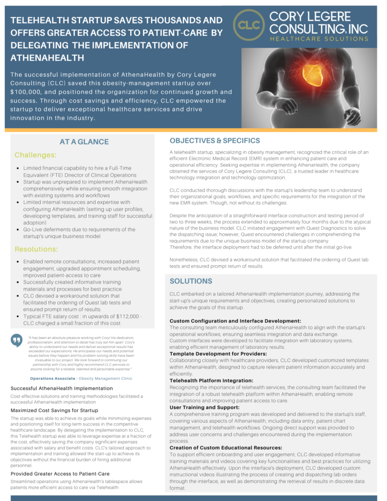 Case Study Outline Obesity Management Clinic