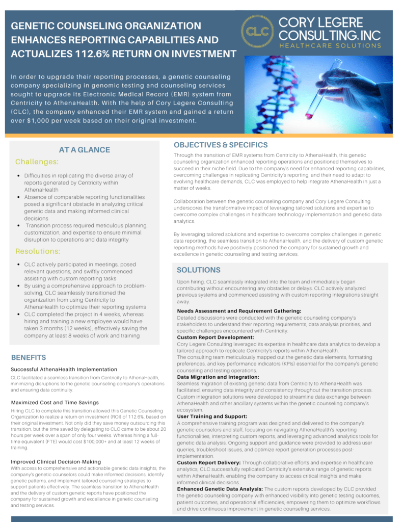 Case Study Outline Genetic Counseling Organization